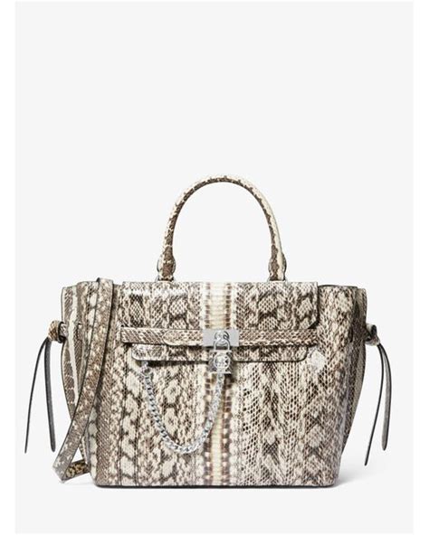 michael kors casey large snakeskin satchel|Hamilton Legacy Large Snakeskin Belted Satchel .